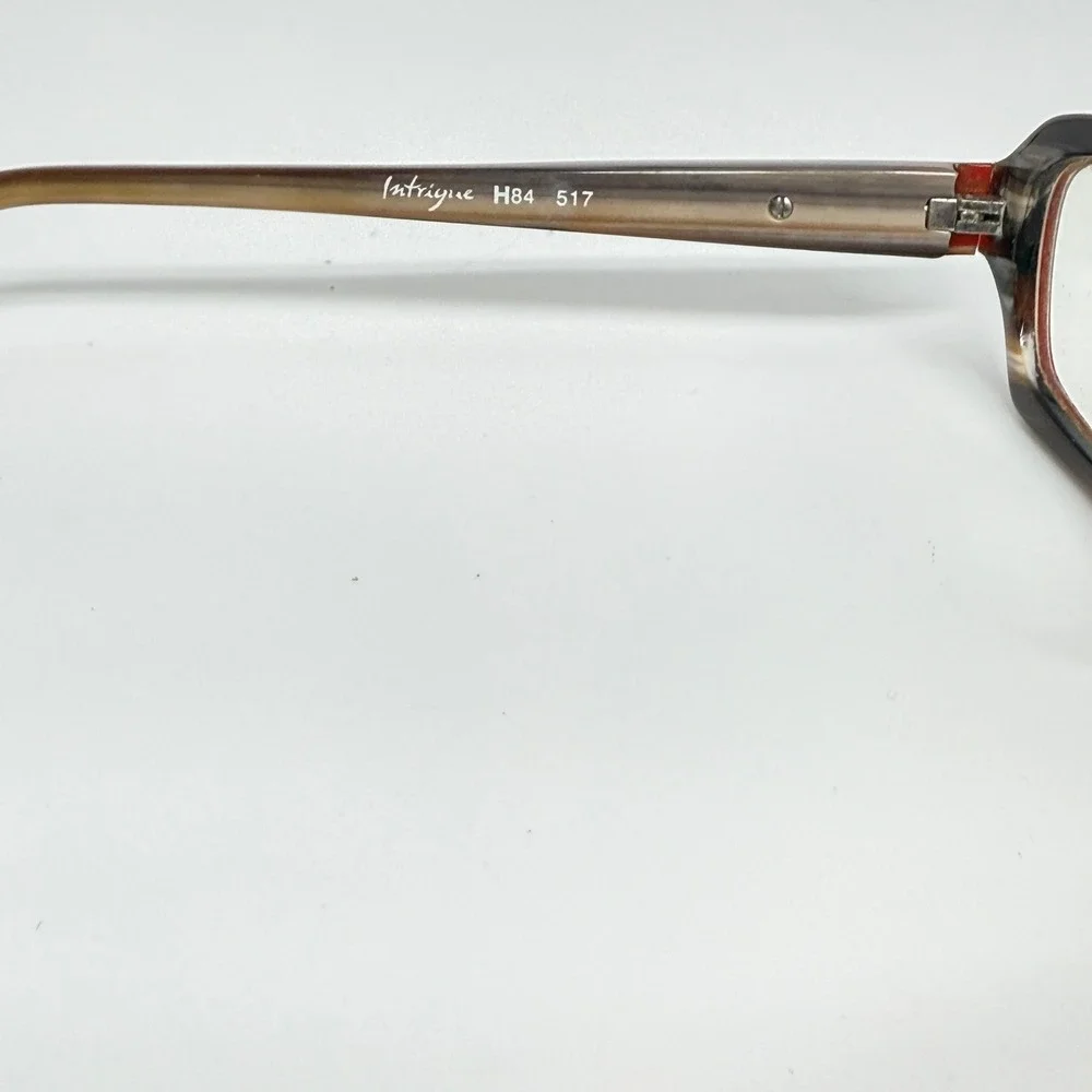 Intrigue H84 517 Womens Eyeglasses Frames Red Tortoise Rectangle 52-16-135 Japan